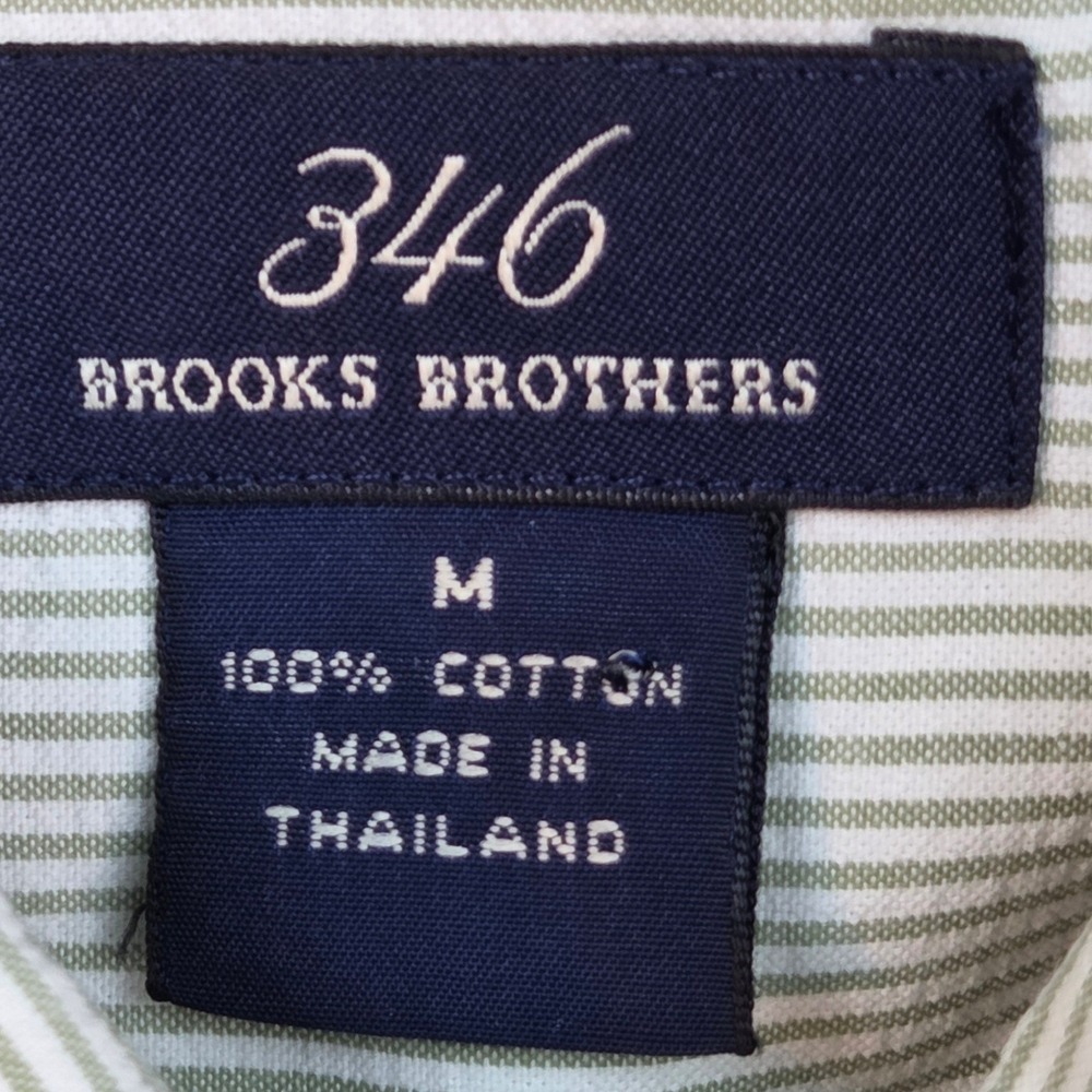 Brooks Brothers Button Down Shirt Men M Pinstripe Long Sleeve Cotton Green White - Picture 2 of 5